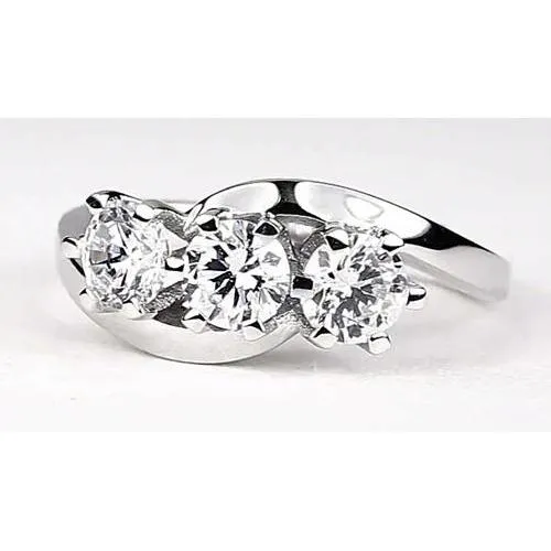 Interlocking Look 3 Stone Round Natural Earth Mined Diamond Engagement Ring 225 Carats GB Rings Interlocking Look 3 Stone Round Natural Earth Mined Diamond Engagement Ring 225 Carats GB Rings