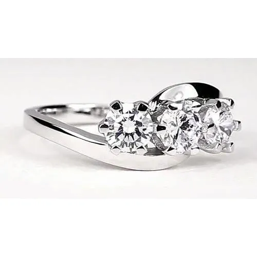 Interlocking Look 3 Stone Round Natural Earth Mined Diamond Engagement Ring 225 Carats GB Rings Interlocking Look 3 Stone Round Natural Earth Mined Diamond Engagement Ring 225 Carats GB Rings