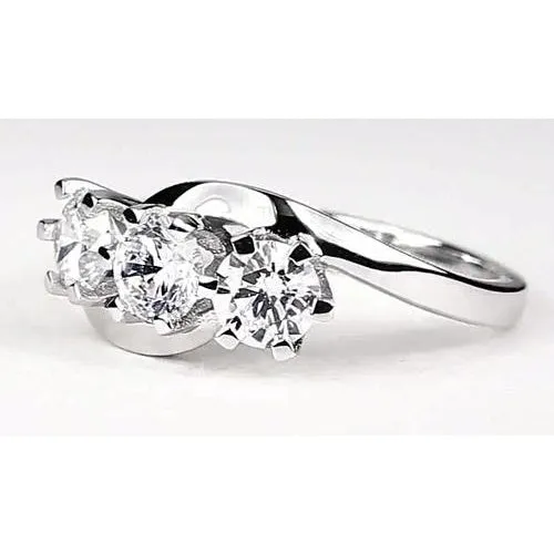 Interlocking Look 3 Stone Round Natural Earth Mined Diamond Engagement Ring 225 Carats GB Rings Interlocking Look 3 Stone Round Natural Earth Mined Diamond Engagement Ring 225 Carats GB Rings