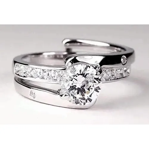 Rings GB Real Bypass Shank Setting Round Real Natural Earth Mined Diamond Engagement Ring 2 Carats