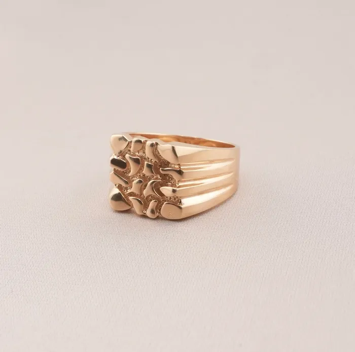 AB and J Rings 14K Gold Nugget Mens Ring RG1661