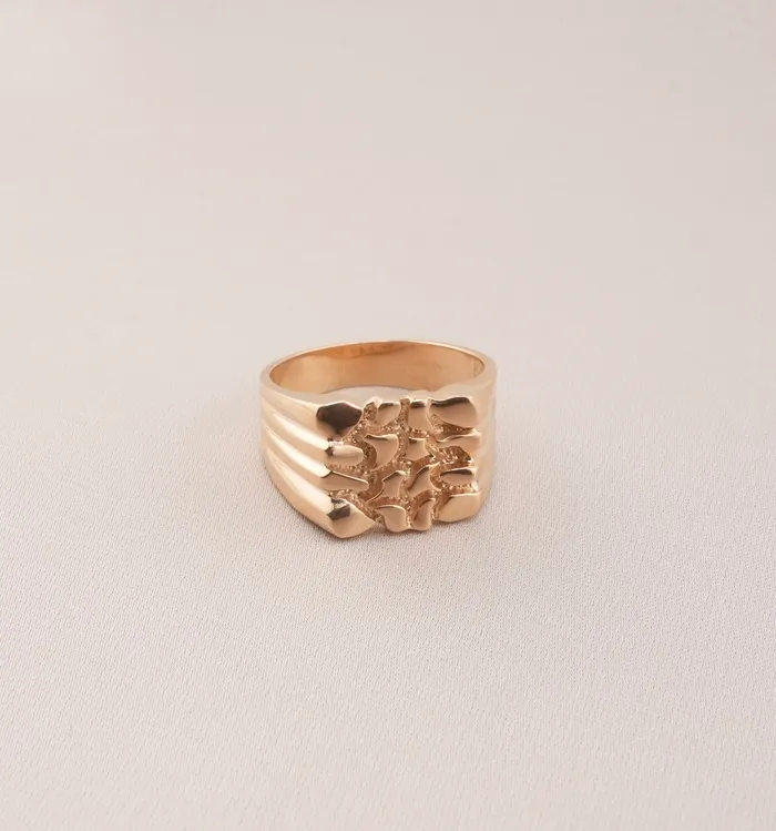 AB and J Rings 14K Gold Nugget Mens Ring RG1661