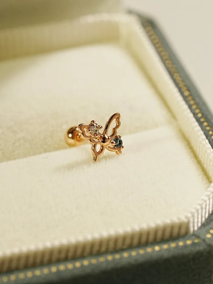 MinimalBijoux 14K Gold Cubic Butterfly Cartilage Earring 20G Earrings