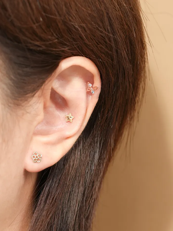 MinimalBijoux 14K Gold Cubic Butterfly Cartilage Earring 20G Earrings