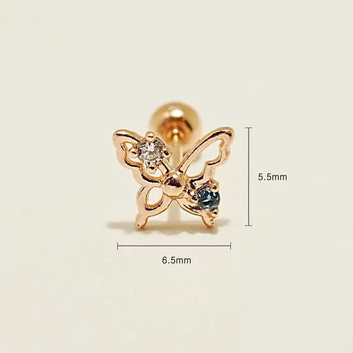 MinimalBijoux 14K Gold Cubic Butterfly Cartilage Earring 20G Earrings