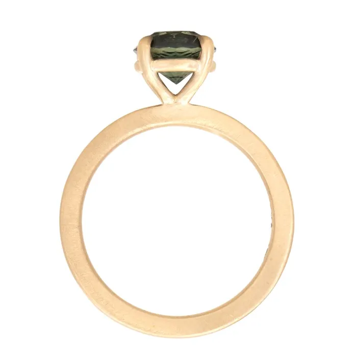 Quest Minerals 172ct ColorShifting Songean Sapphire Flat Band 4 Prong Solitaire in 18k Yellow Gold Rings