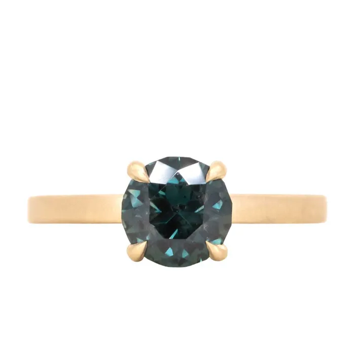 Quest Minerals 172ct ColorShifting Songean Sapphire Flat Band 4 Prong Solitaire in 18k Yellow Gold Rings