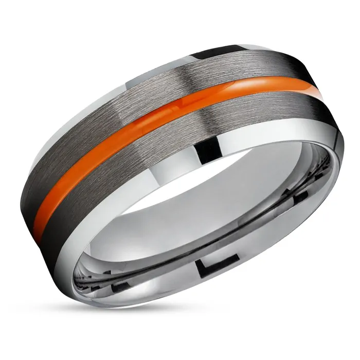 Gunmetal Tungsten Ring Orange Tungsten Ring Tungsten Carbide Men Women Ring Clean Casting Jewelry Rings Gunmetal Tungsten Ring Orange Tungsten Ring Tungsten Carbide Men Women Ring Clean Casting Jewelry Rings