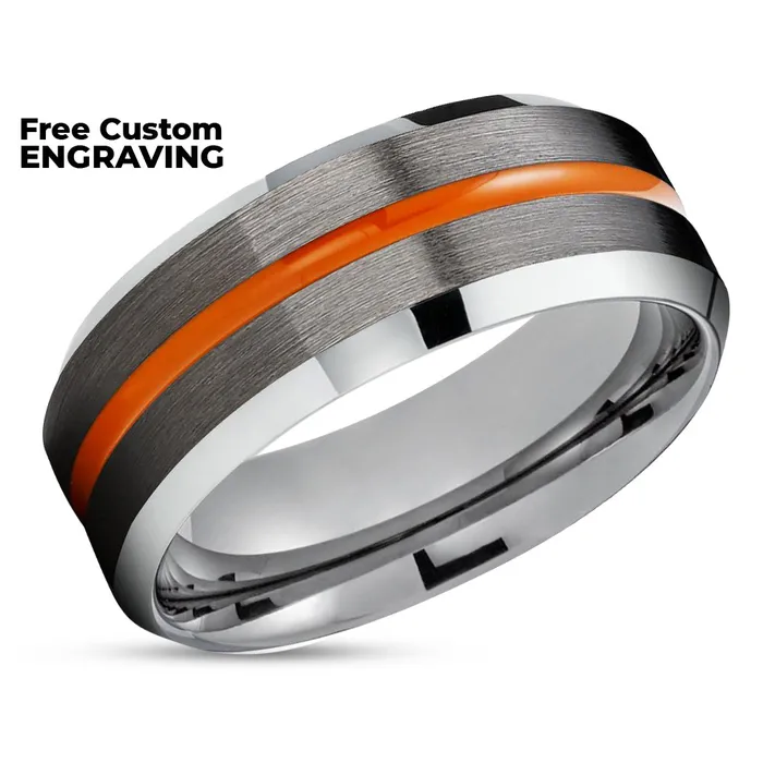 Gunmetal Tungsten Ring Orange Tungsten Ring Tungsten Carbide Men Women Ring Clean Casting Jewelry Rings