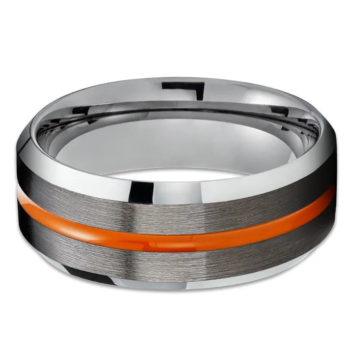Gunmetal Tungsten Ring Orange Tungsten Ring Tungsten Carbide Men Women Ring Clean Casting Jewelry Rings