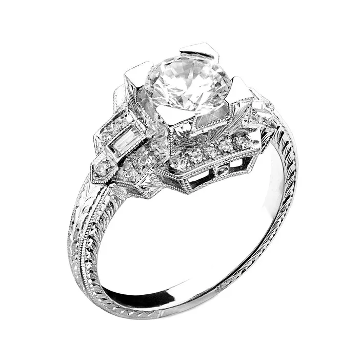 International Diamond Center Rings Jolie Designs Round Diamond Vintage Engagement Ring 22 CTW International Diamond Center Rings Jolie Designs Round Diamond Vintage Engagement Ring 22 CTW