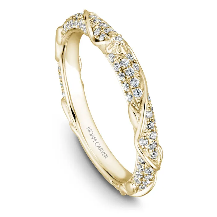 International Diamond Center Rings Noam Carver Yellow Gold Engagement Ring Setting with Woven Gold and Diamonds 050 CTW