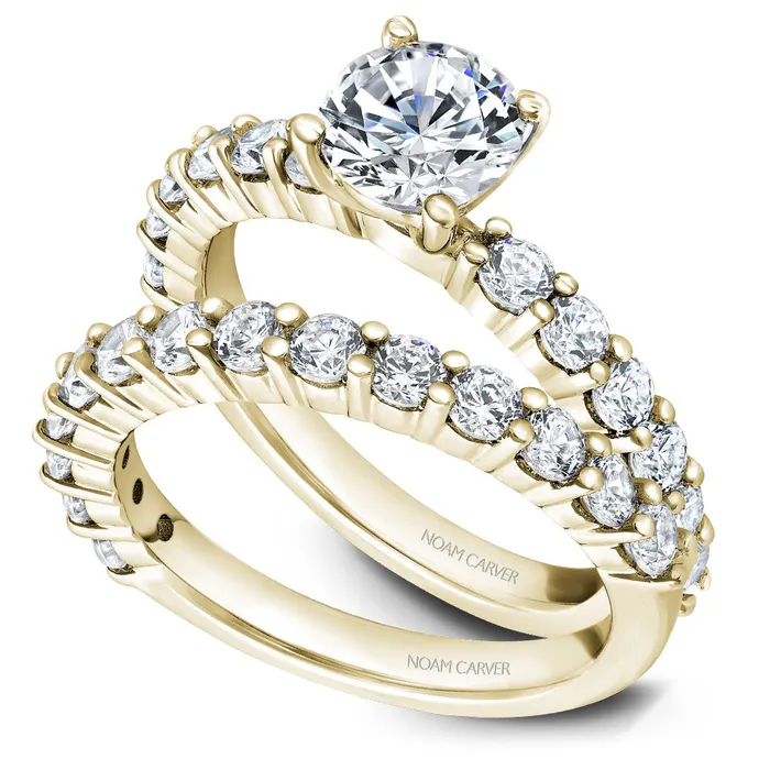 International Diamond Center Rings Noam Carver Yellow Gold Shared Prong Diamond Engagement Ring Setting 072 CTW