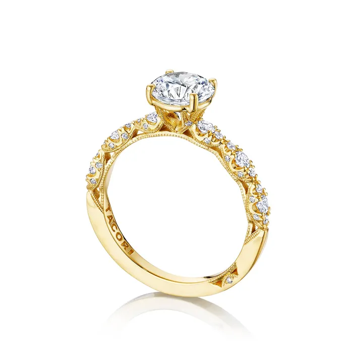 International Diamond Center Rings Tacori 18k Yellow Gold Petite Crescent Round Diamond Engagement Ring Setting 035 CTW International Diamond Center Rings Tacori 18k Yellow Gold Petite Crescent Round Diamond Engagement Ring Setting 035 CTW