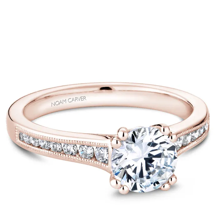 Noam Carver Rose Gold Channel Set Diamond Engagement Ring Setting 024 CTW International Diamond Center Rings