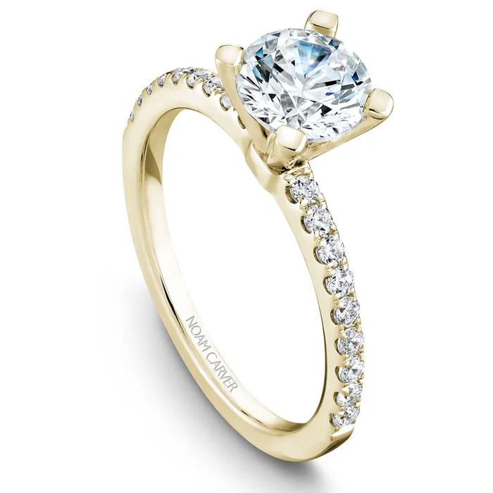 Noam Carver Yellow Gold Peg Head Semi Mount Diamond Solitaire Engagement Ring Setting 028 CTW International Diamond Center Rings Noam Carver Yellow Gold Peg Head Semi Mount Diamond Solitaire Engagement Ring Setting 028 CTW International Diamond Center Rings