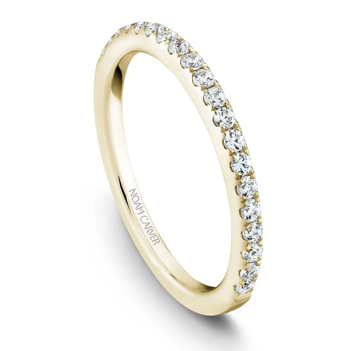 Noam Carver Yellow Gold Peg Head Semi Mount Diamond Solitaire Engagement Ring Setting 028 CTW International Diamond Center Rings