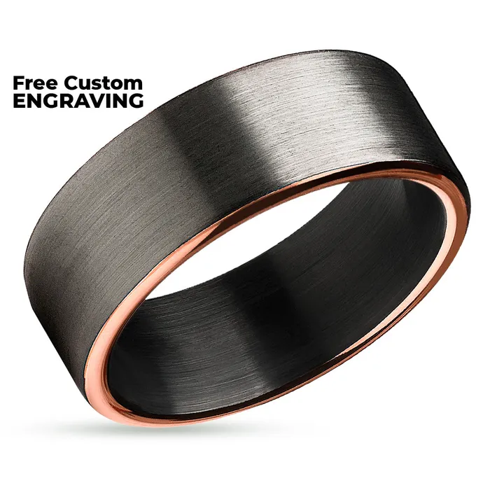 Rings Clean Casting Jewelry Black Wedding Ring Matte Finished Ring Rose Gold Wedding Ring Tungsten Ring