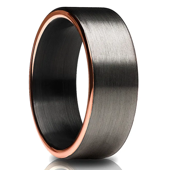 Rings Clean Casting Jewelry Black Wedding Ring Matte Finished Ring Rose Gold Wedding Ring Tungsten Ring