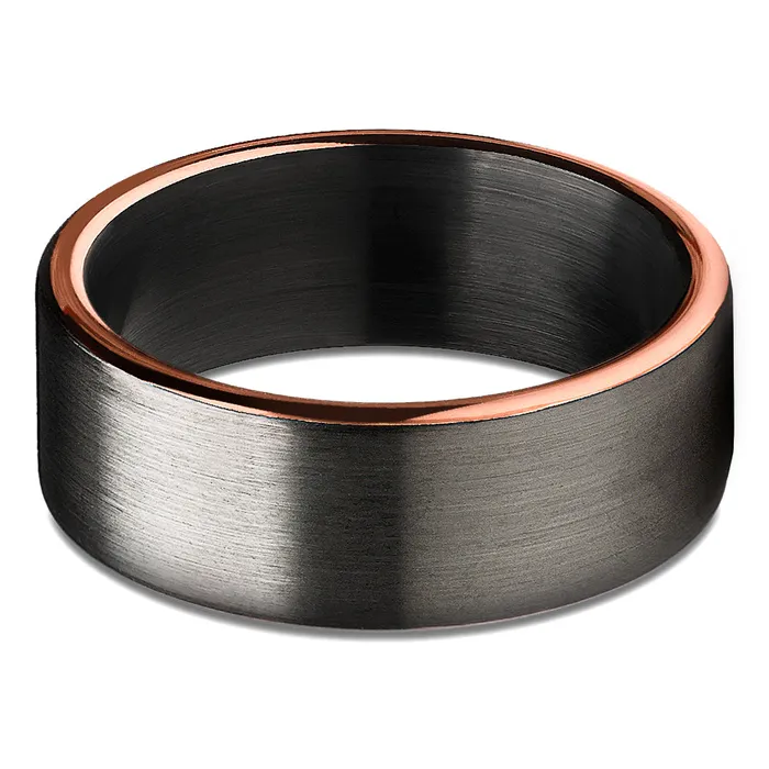 Rings Clean Casting Jewelry Black Wedding Ring Matte Finished Ring Rose Gold Wedding Ring Tungsten Ring