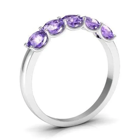 100cttw U Prong Amethyst Five Stone Ring deBebians Rings