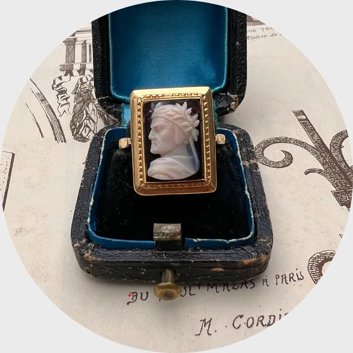 21stfinds Rings Hardstone Dante Alighieri Cameo Ring