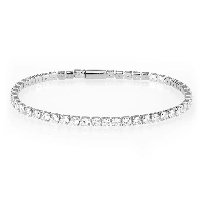 3W1691 Rhodium Brass Bracelet with AAA Grade CZ in Clear Alamode Bracelets