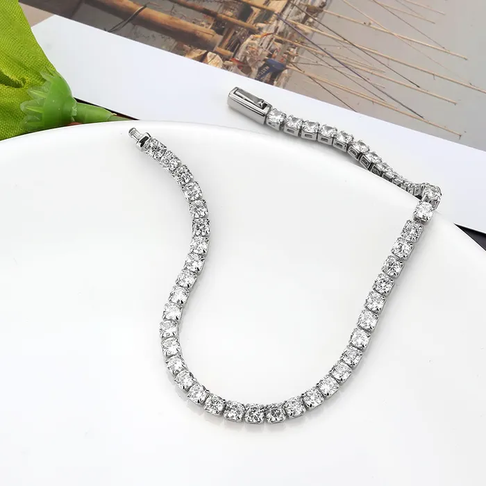 3W1691 Rhodium Brass Bracelet with AAA Grade CZ in Clear Alamode Bracelets 3W1691 Rhodium Brass Bracelet with AAA Grade CZ in Clear Alamode Bracelets