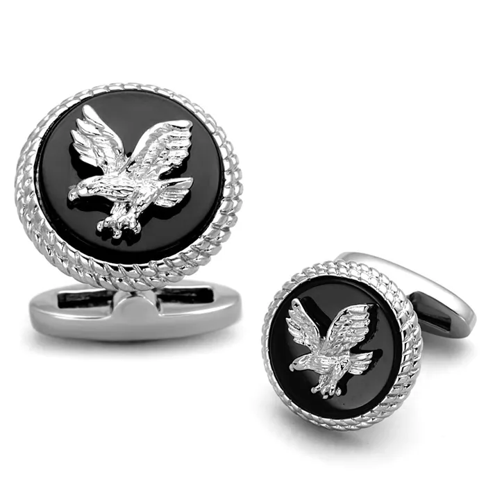 Alamode Bracelets TK1658 High polished no plating Stainless Steel Cufflink with Epoxy in Jet Alamode Bracelets TK1658 High polished no plating Stainless Steel Cufflink with Epoxy in Jet