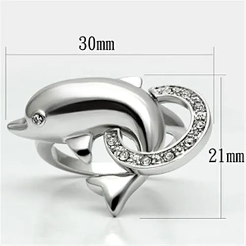 Alamode Rings 3W032 Rhodium Brass Ring with Top Grade Crystal in Clear