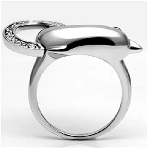 Alamode Rings 3W032 Rhodium Brass Ring with Top Grade Crystal in Clear