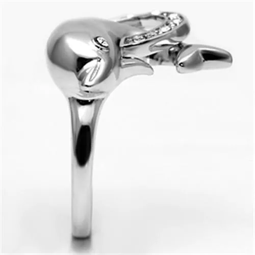 Alamode Rings 3W032 Rhodium Brass Ring with Top Grade Crystal in Clear