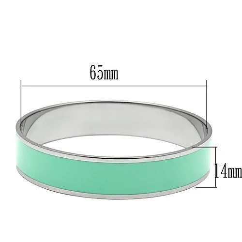 Alamode TK533 High polished no plating Stainless Steel Bangle with Epoxy in Aquamarine Bracelets