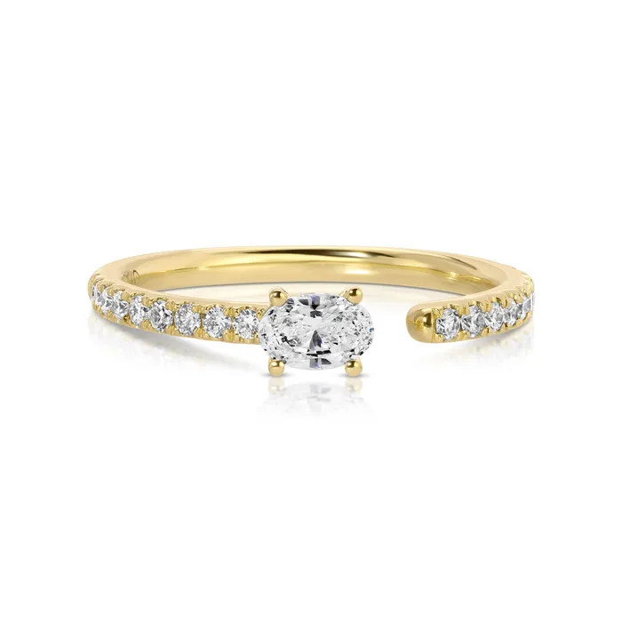 anitako OVAL DIAMOND SATURN RING WITH 25CT OVAL AND PAVE BAND Rings