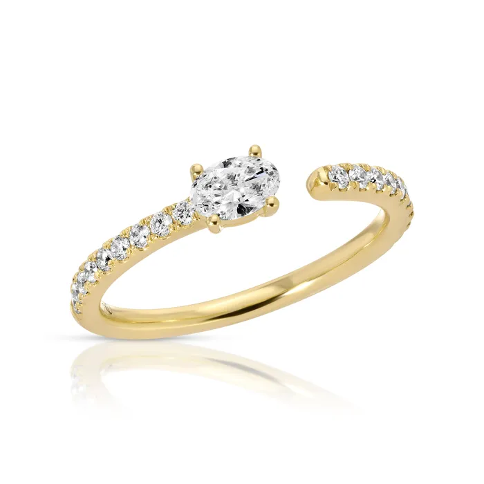 anitako OVAL DIAMOND SATURN RING WITH 25CT OVAL AND PAVE BAND Rings