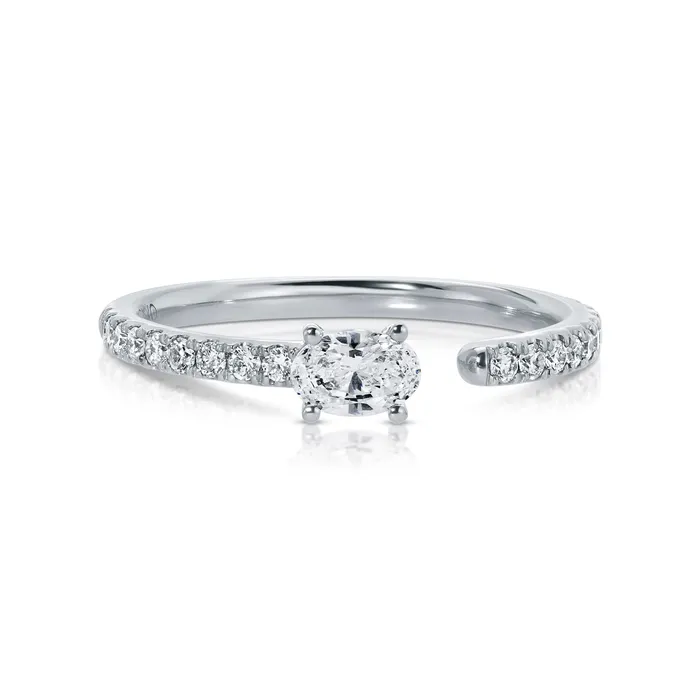 anitako OVAL DIAMOND SATURN RING WITH 25CT OVAL AND PAVE BAND Rings