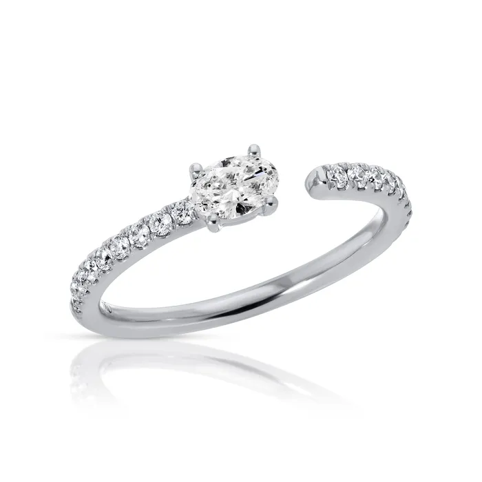 anitako OVAL DIAMOND SATURN RING WITH 25CT OVAL AND PAVE BAND Rings