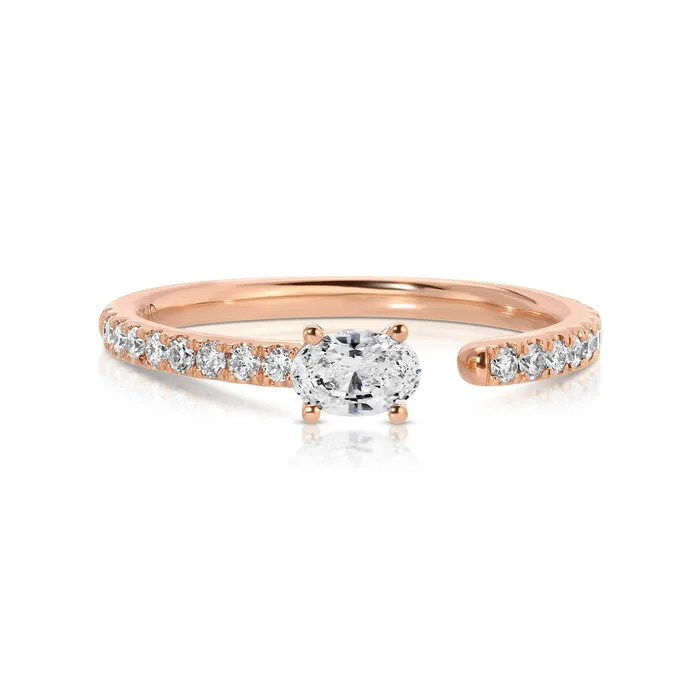 anitako OVAL DIAMOND SATURN RING WITH 25CT OVAL AND PAVE BAND Rings