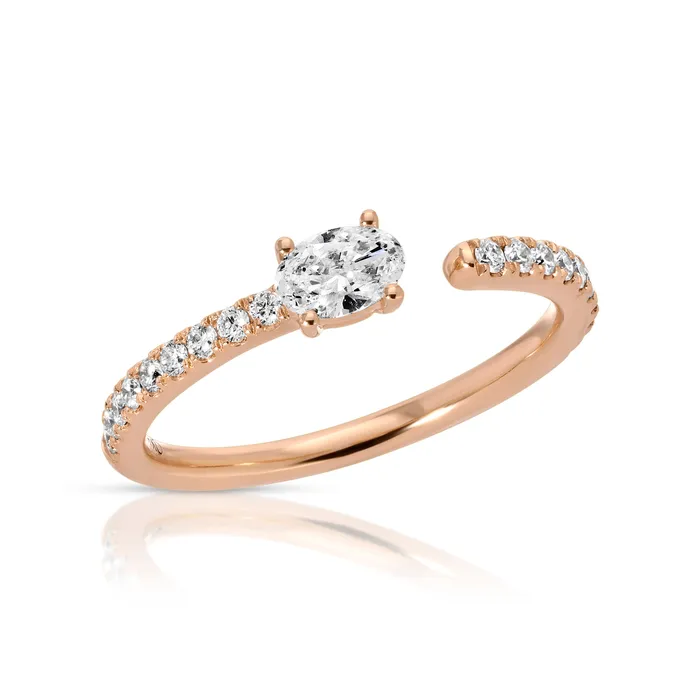 anitako OVAL DIAMOND SATURN RING WITH 25CT OVAL AND PAVE BAND Rings