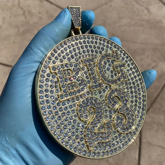 Bling Cartel 14K Gold Finish Big 23 Huge Jumbo Medallion Pendant PreStyled Sets Bling Cartel 14K Gold Finish Big 23 Huge Jumbo Medallion Pendant PreStyled Sets