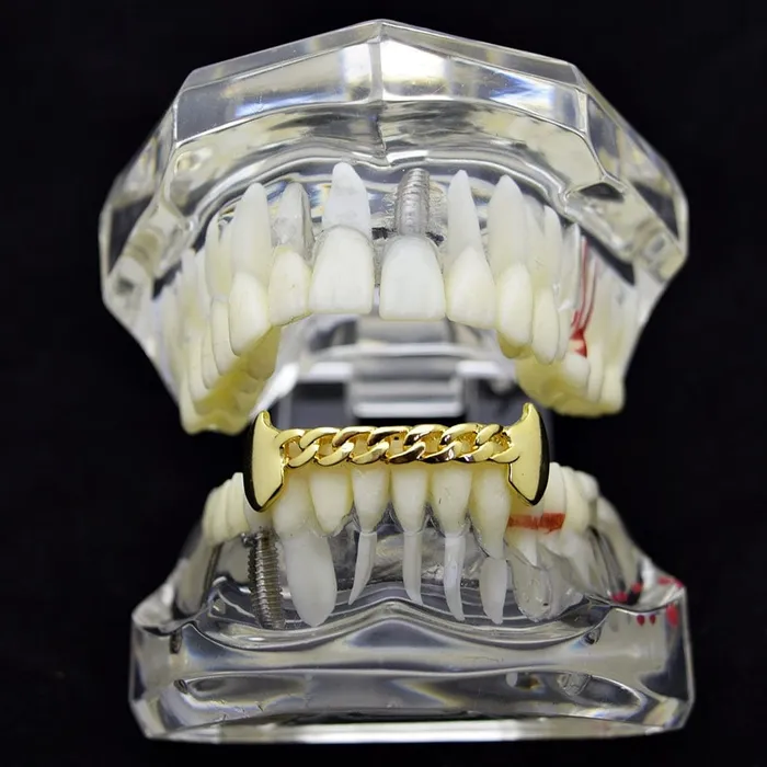 Bling Cartel Admin PreStyled Sets 14K Gold Plated Cuban Link Bottom Teeth Vampire Fangs Grillz