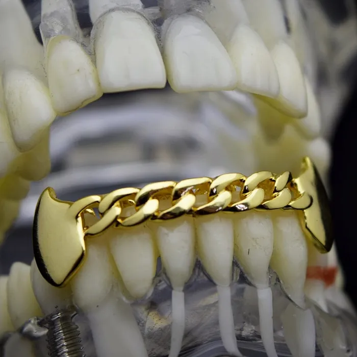 Bling Cartel Admin PreStyled Sets 14K Gold Plated Cuban Link Bottom Teeth Vampire Fangs Grillz
