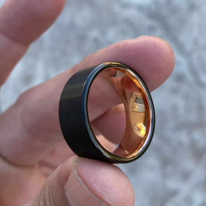 Bling Cartel Black Tungsten Carbide Wedding Band Ring Rose Gold Plated Inside 10MM Wide Rings Bling Cartel Black Tungsten Carbide Wedding Band Ring Rose Gold Plated Inside 10MM Wide Rings