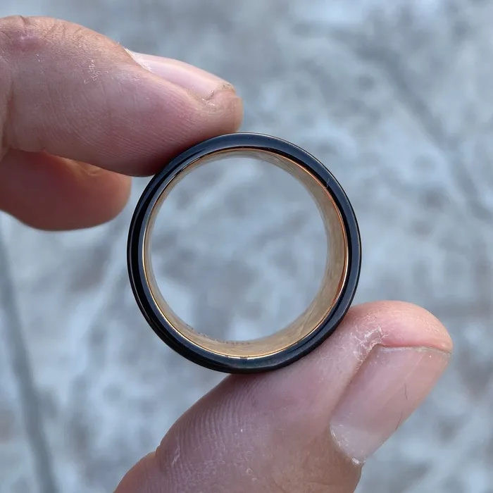Bling Cartel Black Tungsten Carbide Wedding Band Ring Rose Gold Plated Inside 10MM Wide Rings Bling Cartel Black Tungsten Carbide Wedding Band Ring Rose Gold Plated Inside 10MM Wide Rings