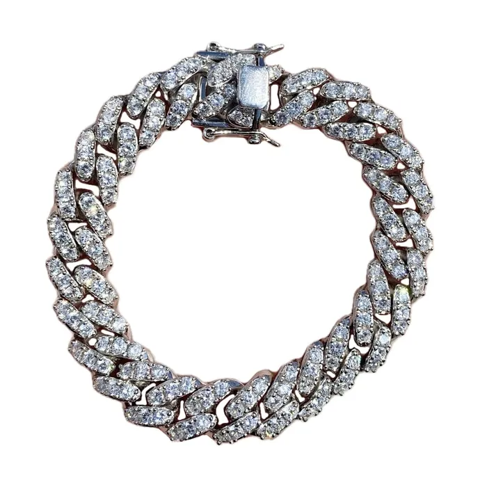 Bling Cartel Bracelets Mens 925 Sterling Silver Cuban Iced Bracelet Flooded Out 8 x 12mm Bling Cartel Bracelets Mens 925 Sterling Silver Cuban Iced Bracelet Flooded Out 8 x 12mm