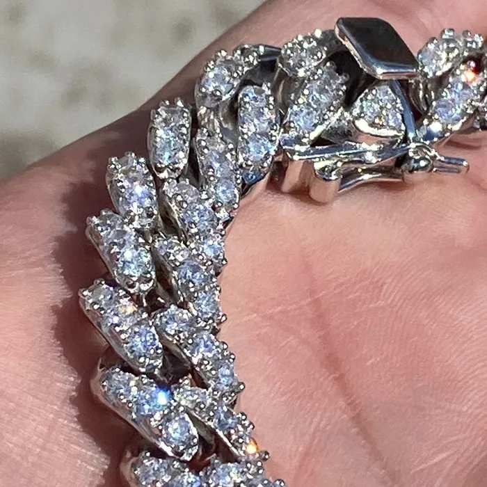 Bling Cartel Bracelets Mens 925 Sterling Silver Cuban Iced Bracelet Flooded Out 8 x 12mm Bling Cartel Bracelets Mens 925 Sterling Silver Cuban Iced Bracelet Flooded Out 8 x 12mm