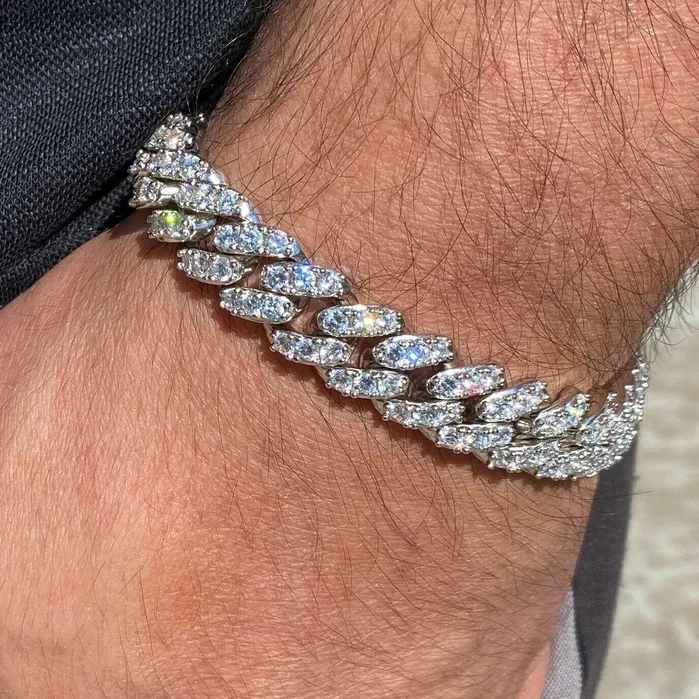 Bling Cartel Bracelets Mens 925 Sterling Silver Cuban Iced Bracelet Flooded Out 8 x 12mm Bling Cartel Bracelets Mens 925 Sterling Silver Cuban Iced Bracelet Flooded Out 8 x 12mm