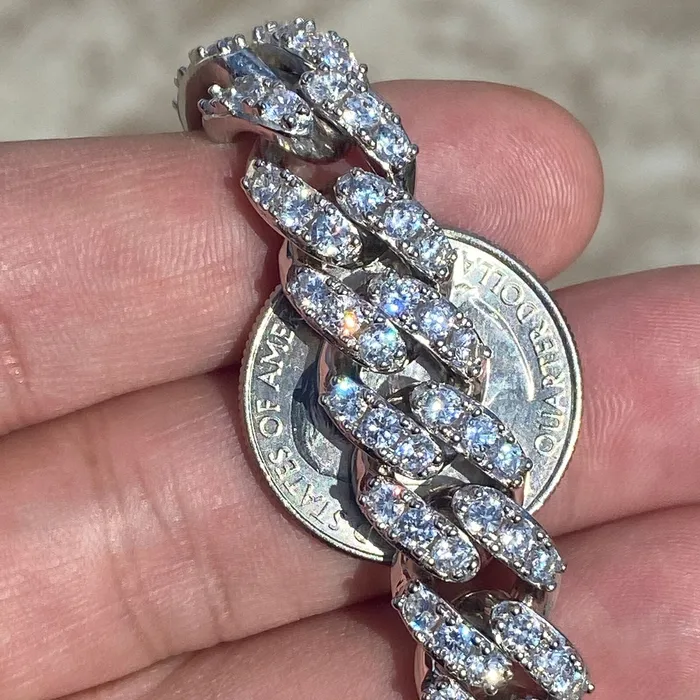 Bling Cartel Bracelets Mens 925 Sterling Silver Cuban Iced Bracelet Flooded Out 8 x 12mm Bling Cartel Bracelets Mens 925 Sterling Silver Cuban Iced Bracelet Flooded Out 8 x 12mm