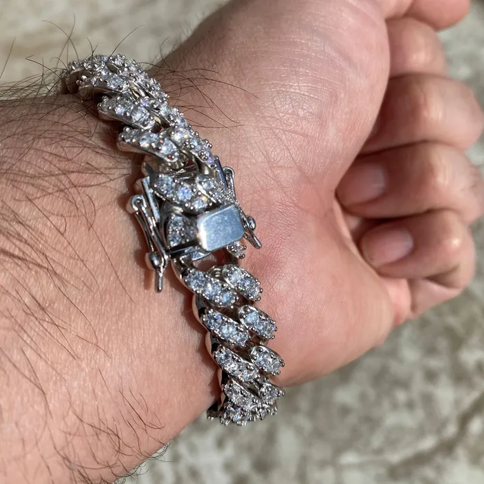 Bling Cartel Bracelets Mens 925 Sterling Silver Cuban Iced Bracelet Flooded Out 8 x 12mm Bling Cartel Bracelets Mens 925 Sterling Silver Cuban Iced Bracelet Flooded Out 8 x 12mm
