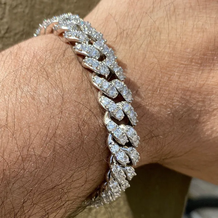 Bling Cartel Bracelets Mens 925 Sterling Silver Cuban Iced Bracelet Flooded Out 8 x 12mm Bling Cartel Bracelets Mens 925 Sterling Silver Cuban Iced Bracelet Flooded Out 8 x 12mm